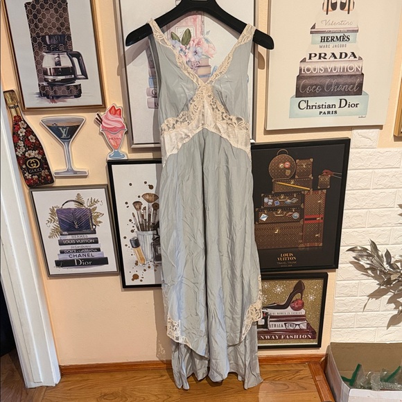 Free People Dresses & Skirts - Free People Lace Trim Maxi Dress in Light Gray